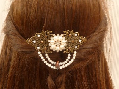 Festive hair clip with shell seed beads, bridal wedding headpiece, unique