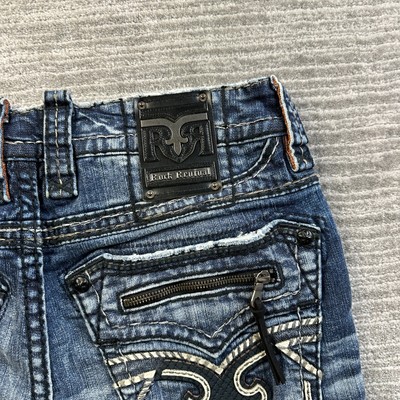 Jean Homme Rock Revival Dain Rock - Coupe Droite Bleu - Taille 32x33 Avec Poche Rabat - Occasion Très Bon état