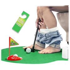 Toilet Golf Game Set - Practice Mini Golf in Restroom Bathroom Funny Gag Gifts