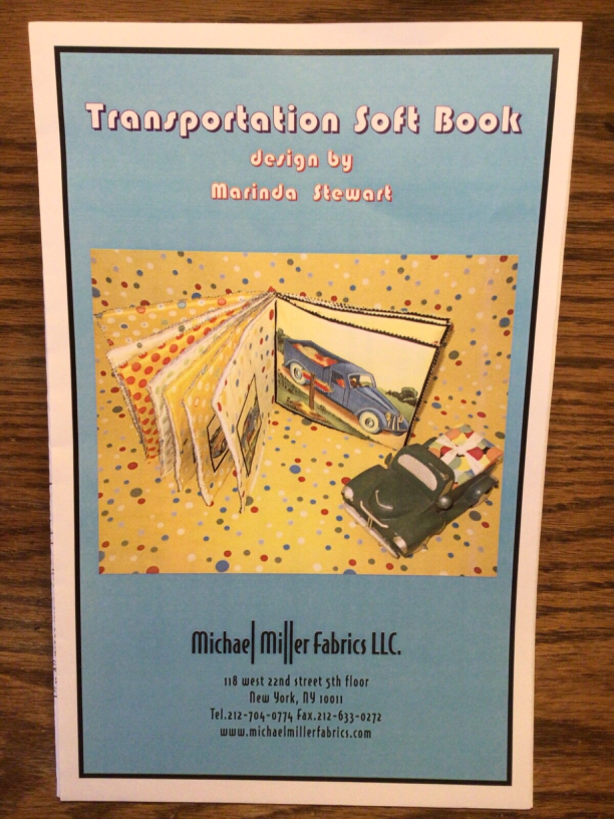 PATTERN Fabric Transportation Soft Book NEW Michael Miller Fabrics