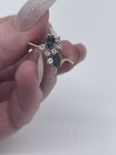 Gold Tone 8 1/2 Royal Blue Silver Rhinestone Ring