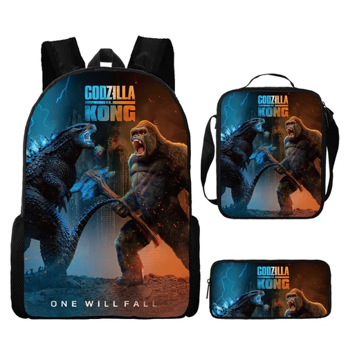 Mochila 3D Godzilla vs Kong Bolsa de libros escolares Mochila Bolsa de almuerzo Estuche para lápices Regalo - Imagen 23 de 50
