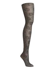 Hanes Fashion Tights Comfort Waist FLORAL LACE Control Top HFT037, Black, TALL