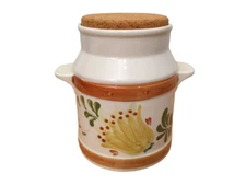 FTD by Secla P3503 Hand Made Floral Graphic Cork Top Pottery Jar/Jug Portugal