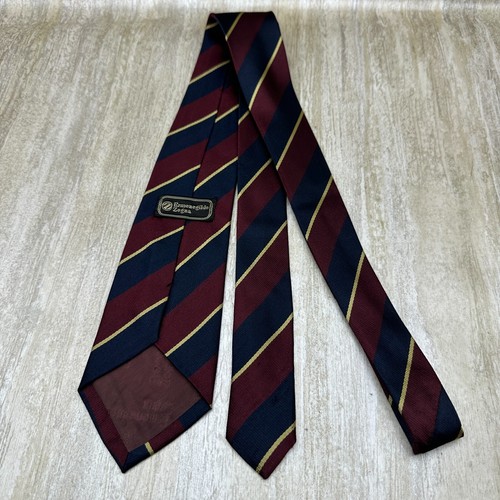 Ermenegildo Zegna 100% Silk Neck Tie Mens Blue Red Gold Striped Repp - Picture 4 of 8