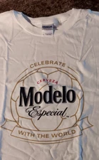Modelo Especial Cerveza Beer Promo Celebrate With The Word Soccor T Shirt S XL