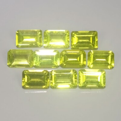 NATURAL5.87Cts BEAUTIFUL SUPERB PAKISTAN PERIDOT 6/4 OCTAGON 10PCS-REF VIDEO