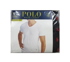 Polo Ralph Lauren Mens Black Moisture Wicking Classic Fit V-Neck T-Shirt 5 Pack