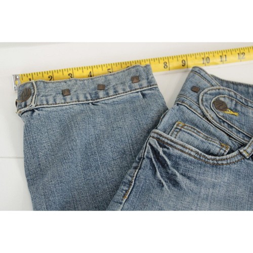 Instant Vintage Capri Jeans Women Juniors 5 Low Rise Stud Hem & Waist Y2K Blue - Picture 6 of 11