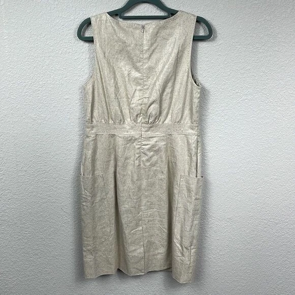 Maeve Anthropologie Linen Blend Flaxen Dress Sleeveless Rope Waist Beige Sz 0 - Image 4 of 4