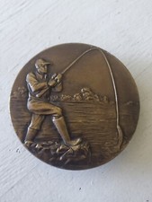 Vtg 1976 Fisherman Fishing Belt Buckle Rod Reel Hook Angler Lake Bergamot USA