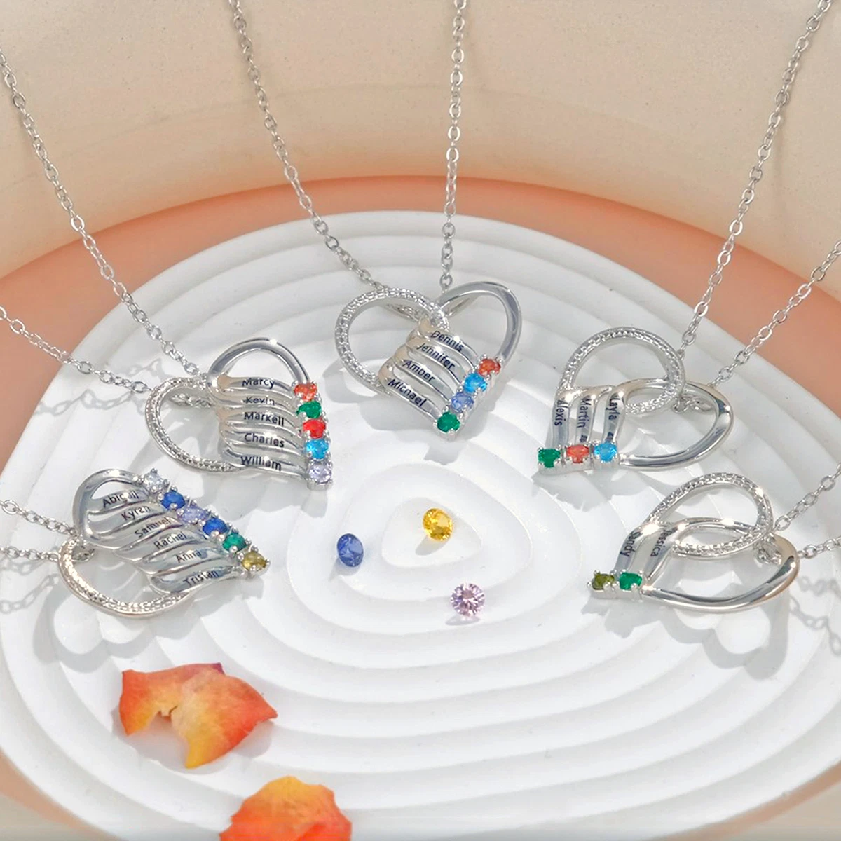 Family birthstone cheap necklace for mom