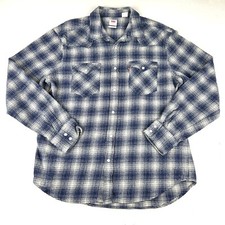 Levis Western Snap Button Flannel Shirt Mens Large Cotton Plaid