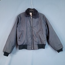 Security Stop Men's Zip Up Quilted Lined Jacket Fleece Collar Gray Actual Size L