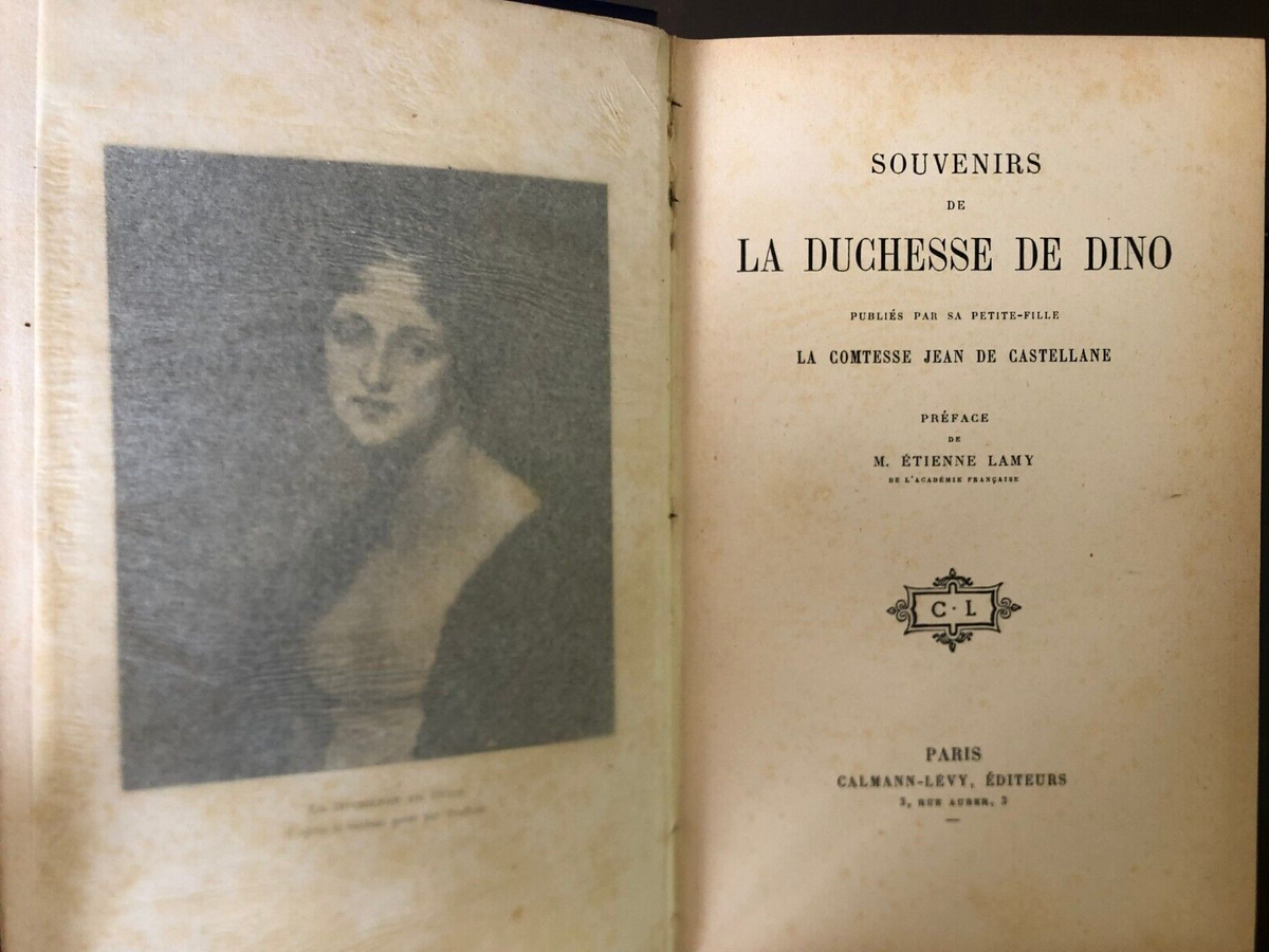Raro antico libro Souvenirs de la Duchesse de Dino Prima edizione 1908