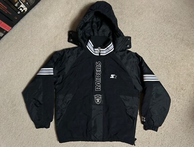 Vintage OAKLAND RAIDERS Jacket BOYS LARGE Starter Pro Line 1/4 zip