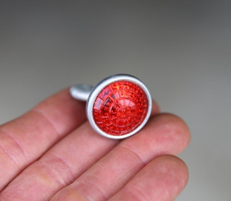 Vintage License Plate Topper Glass Jewel Reflector Motorcycle Bicycle