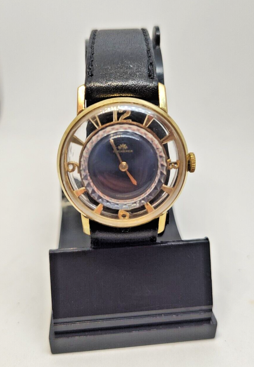 Bucherer Vintage Swiss Mystery Open Bezel Skeleton Watch 17J