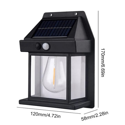 2X Solar Wall Light Tungsten Lantern Motion Sensor Outdoor Garden Security Lamp - Picture 2 of 13
