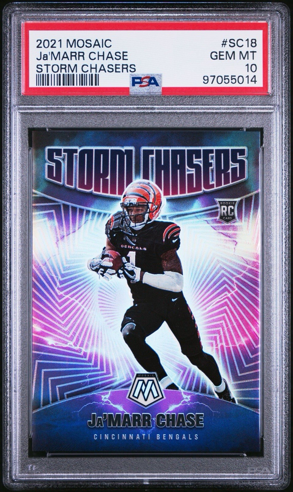 2021 Panini Mosaic Ja’Marr Chase Rookie Storm Chasers SP PSA 10 - Bengals 🐅