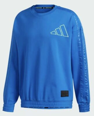 adidas DP DANIEL PATRICK X HARDEN CREW SWEATSHIRT BASKETBALL GLOW BLUE  LRG NWT
