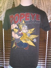 Mens VGUC VINTAGE DELTA M Medium Gray Popeye The Sailor Man Tee Shirt