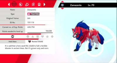 Pokemon Schwert & Schild Zamazenta mit Rostschild 6IV Max EVs
