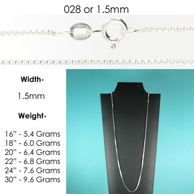 925 Sterling Silver BOX Chain Necklace All Sizes Stamped .925 Italy