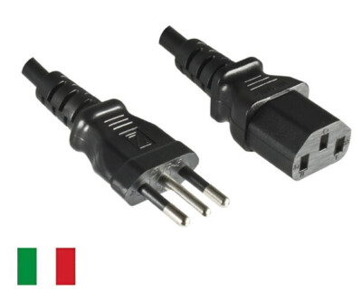DINIC Stromkabel, Netzkabel für Italien auf C13 Kaltgeräte, 3m, schwarz