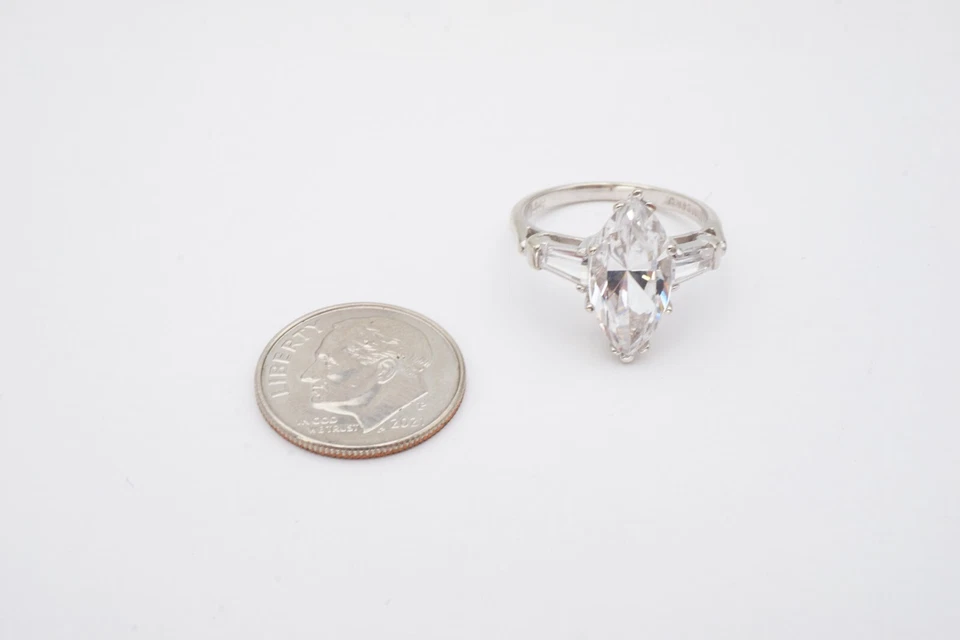 Vintage 14k White Gold White Quartz Engagement Ring Size 6.5 Signed Kimberly - Image 2 of 4