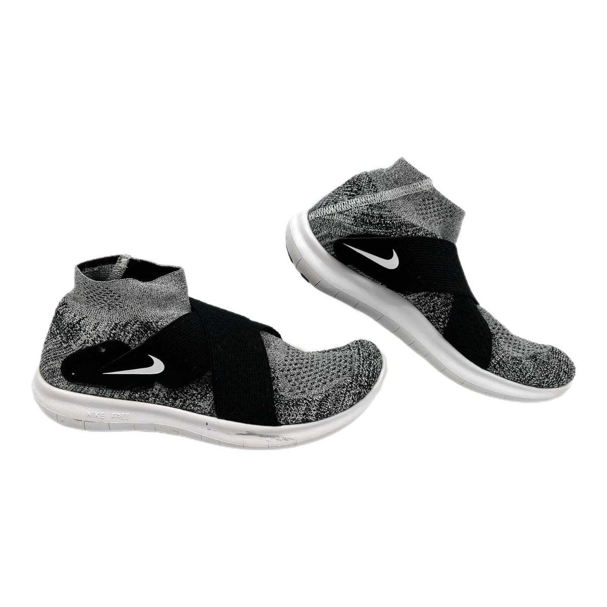 Nike Black and White Free Flyknit Sneakers | Women display picture 1