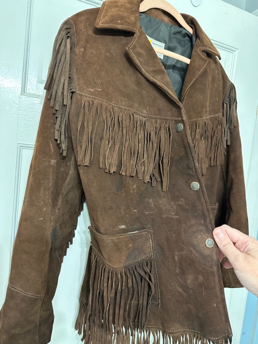 Vintage Dark Brown Fringed Leather Simco Jacket | eBay
