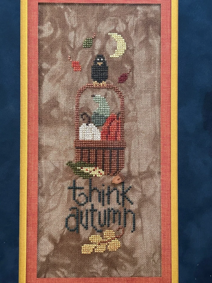 Patrón de punto de cruz de otoño Lizzie Kate Think #118 enmarcado profesionalmente Foto 2 de 4