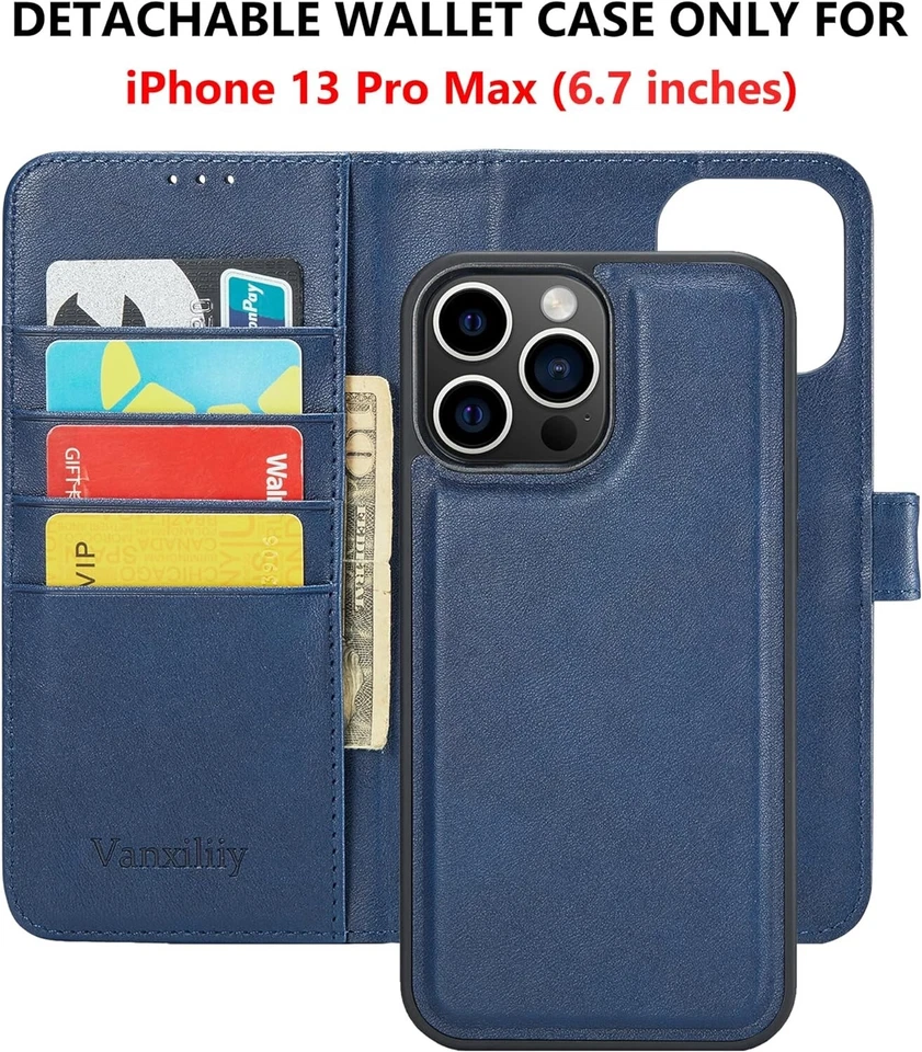 Funda tipo billetera con tarjetero de cuero PU (ENVÍO GRATUITO) para iPhone 13 Pro Max (6,7"") Foto 3 de 4