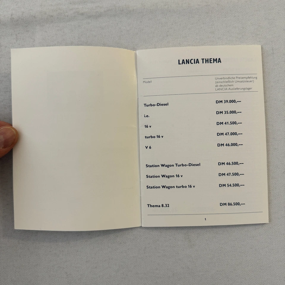 Lancia Theme 1990 datos técnicos lista de precios folleto europeo alemán 8,32 vagón Foto 2 de 4