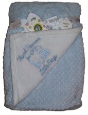 Little Me Soft Embroidered Thank Heaven for Little Boys Blue White Baby Blanket