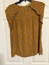 ann taylor loft top medium yellow floral print 