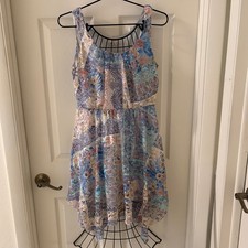 AUW Women's Medium Floral Dress Long Sleeve Lined Boho Cottagecore
