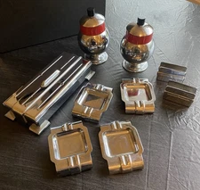 EVERCRAFT + Art Deco CIGARETTE VANITY SET Vintage 1930s + Match Holders
