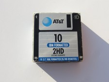 AT T 10-Pack 3.5" IBM Formatted 2HD Floppy Disks 1.44MB New Old Stock Sealed Box