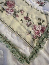 COTTAGE Standard Pillow Sham Quilted PATCHWORK Green Pink Floral Gingham Scallop
