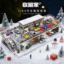 Diorama 1/64 Diecast Car Garage Model LED Street 3-Store Parking Lots Display US