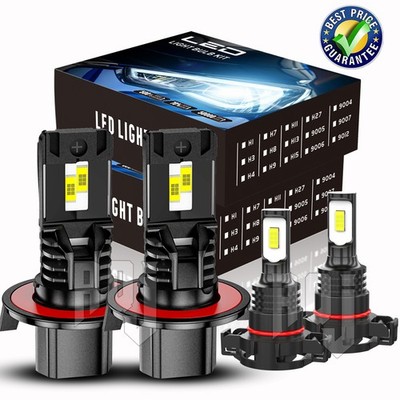 For GMC Yukon XL 1500 2500 2007-2014 LED Headlights Hi/Lo + Fog Light Bulbs Kit