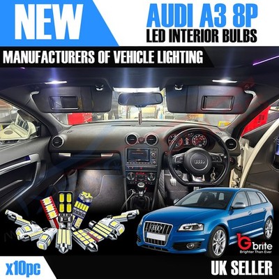10 STCK. AUDI A3 8P WEISS INNENAUSSTATTUNG UPGRADE FEHLERFREI LED GLÜHBIRNEN KIT SET