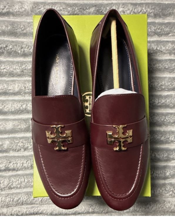 Brand New Tory Burch sz 7 Dark Carmine Calf Leather Logo Slip On Loafer 158204 thumbnail 4