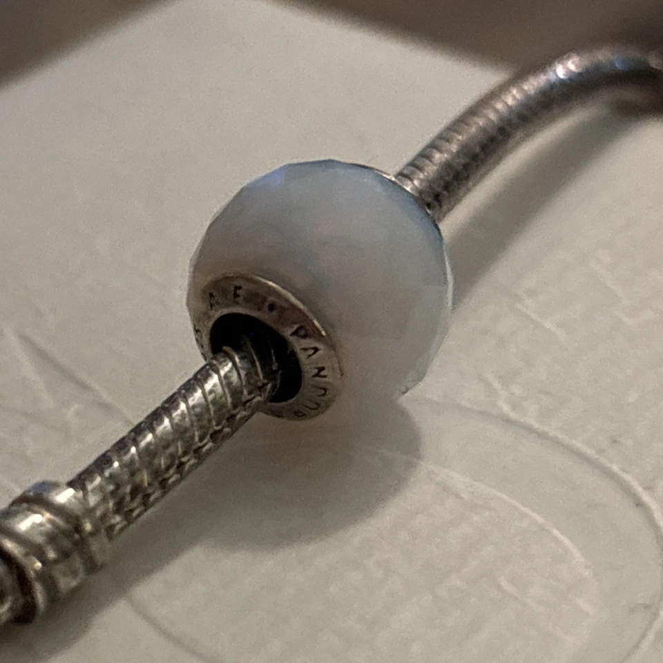 PANDORA Opalescent Facets white / pale blue crystal & silver charm, 791722NOW - Image 4 of 4