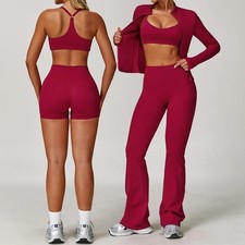 2/3PCS Women Yoga Suit Sports Set Gym Tracksuit Workout Running Athletic Wear