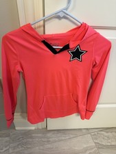 Pull à capuche gymnastique Justice taille 8 rose fluo noir