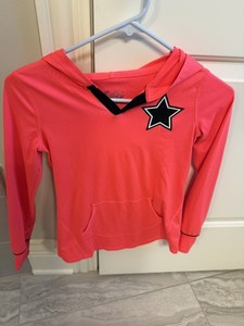 Justice sz 8 gymnastics hoodied pullover neon pink black