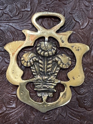 Vintage English Horse Brass Medallion Roses Flowers Harness Decoration
